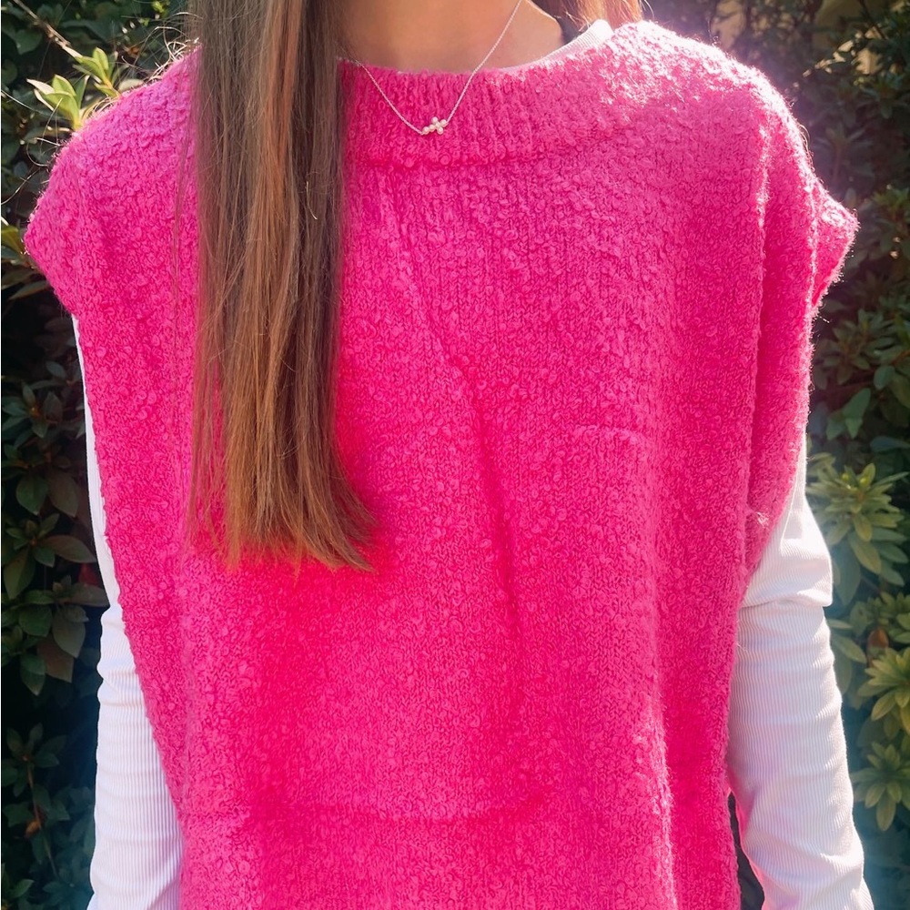 sweater vest- hot pink